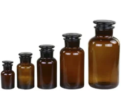alt franz. Apotheker Glas mit Deckel braun