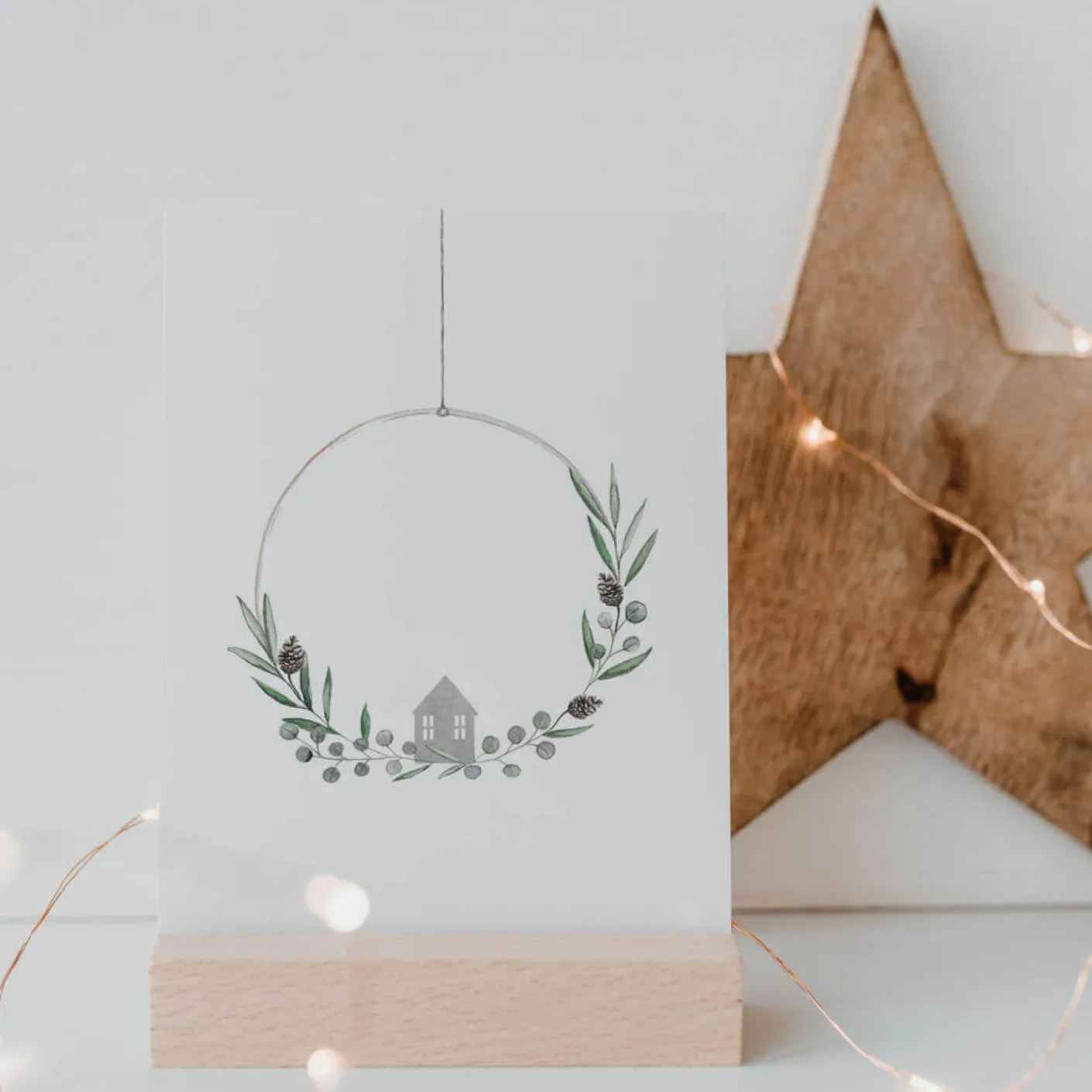 Aquarellkarte Christmas Wreath