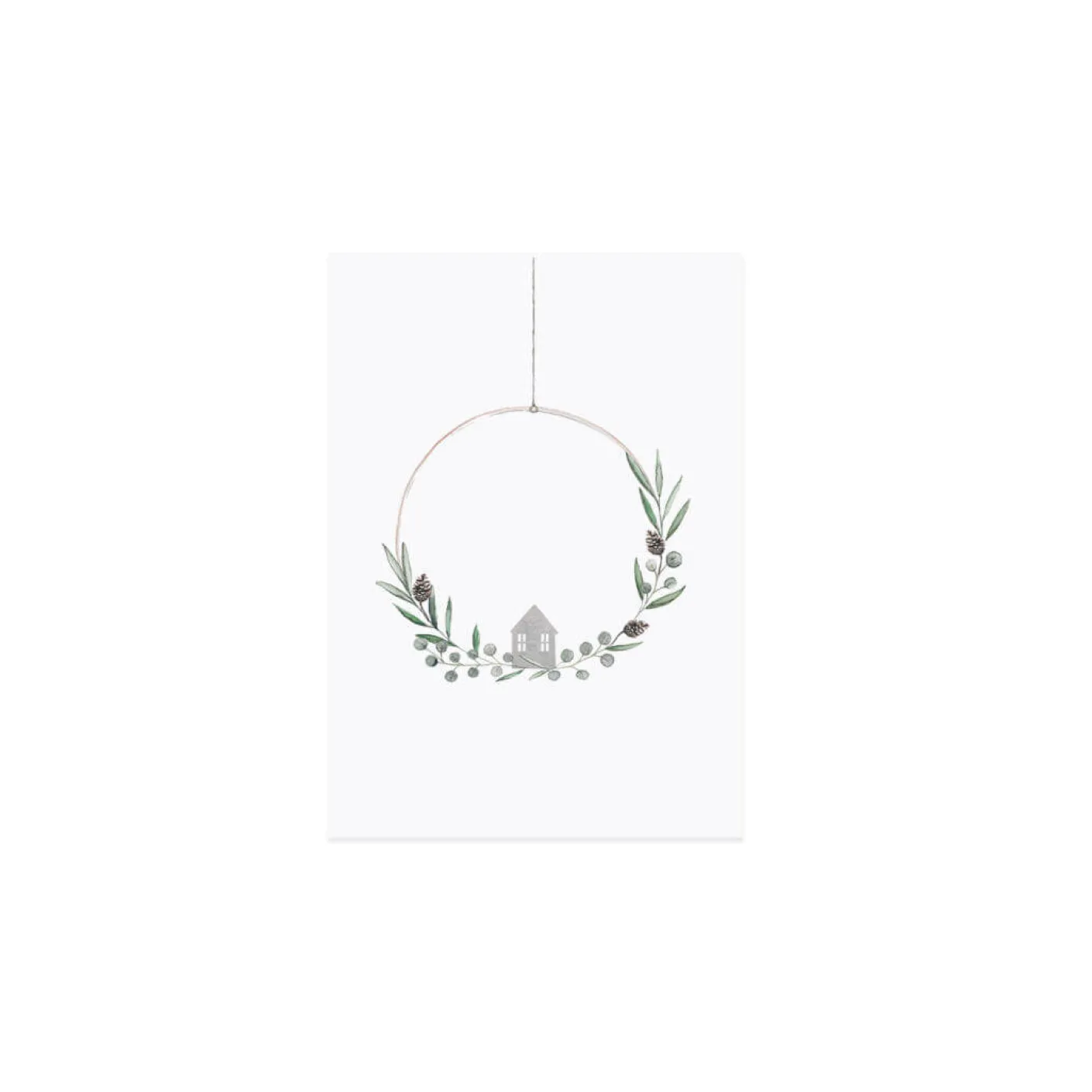 Aquarellkarte Christmas Wreath