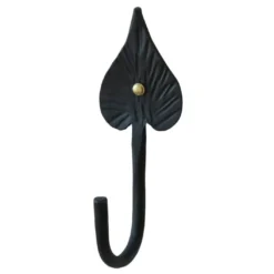 Haken mit Blatt antique schwarz