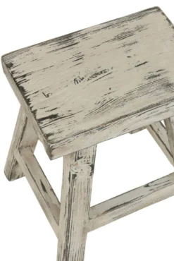 Hocker Ibiza weiß gewischt
