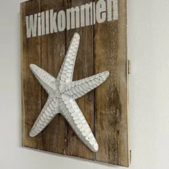 Holzschild Willkommen mit Seestern