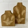 Holz Vase mit Blättern