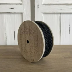 Jute Seil auf Holzspule schwarz