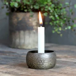 Kerzenhalter mit Muster antique messing