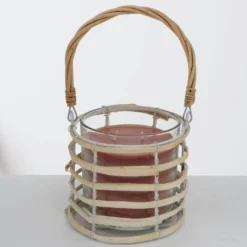 Kerzentopf Ibiza Klarglas mit Rattan