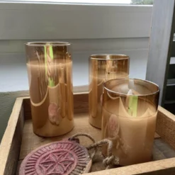 LED Kerze im Glas gold