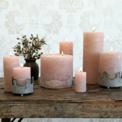 Macon rustikale Stumpenkerze S rose