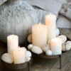 Macon Stumpenkerze Blattmuster creme