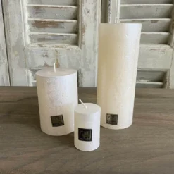 Metallic Cream pillar Kerze