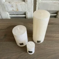 Metallic Cream pillar Kerze