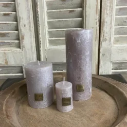 Metallic Taupe pillar Kerze