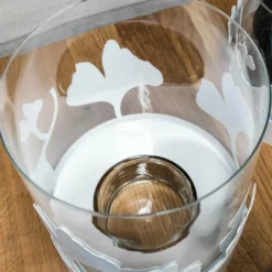 Metall Windlicht Ginkgo mit Glaseinsatz