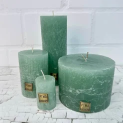 Rustic Green pillar Kerze