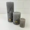 Rustic Suede Grey pillar Kerze