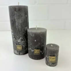 Rustic Swish Grey pillar Kerze