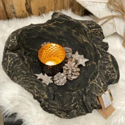 Schale Teak schwarz gewischt