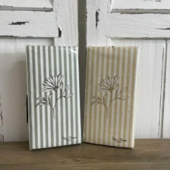 Serviette mit Streifen & Blumen