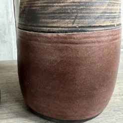 TREASURE Holztopf mit Leder