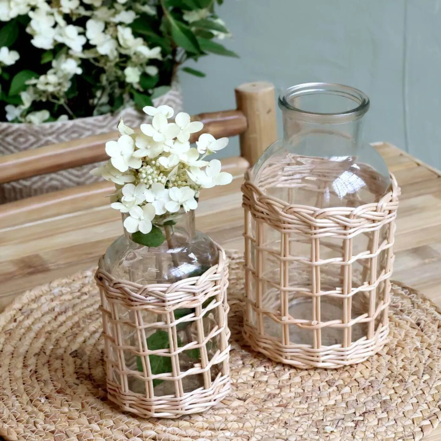 Vase/Flasche geflochten