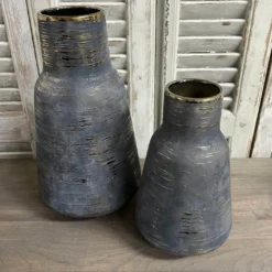 Vase Keramik grau-gold