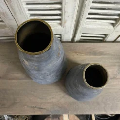 Vase Keramik grau-gold