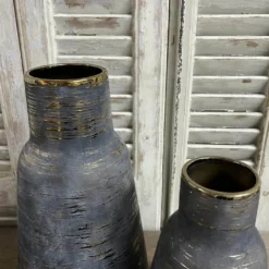 Vase Keramik grau-gold