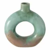 Vase Ring Steingut mit Glasur mint/beige