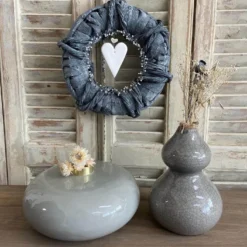 WARLY Vase Deko hellgrau