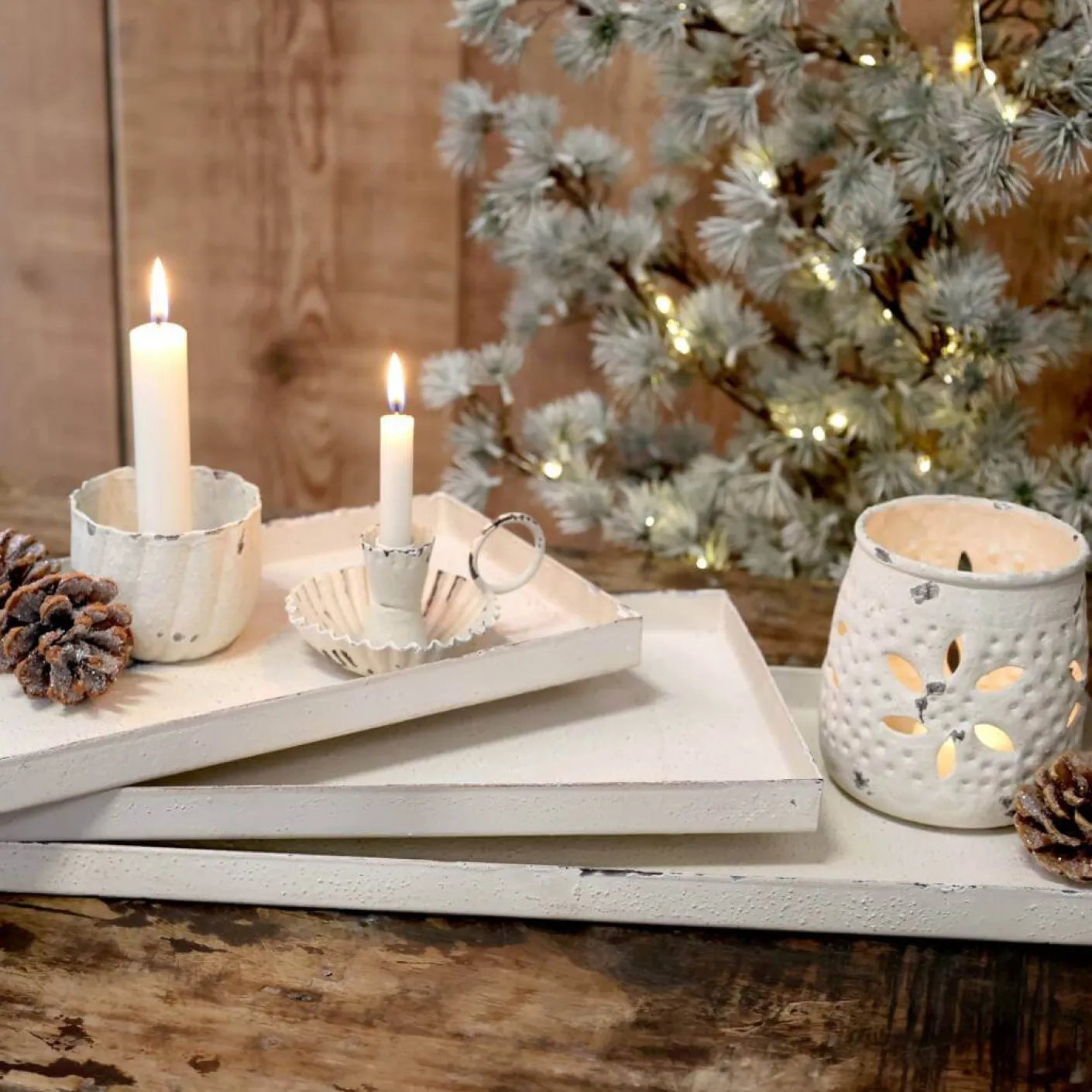 Windlicht antique creme