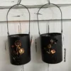 Windlicht Blumen schwarz