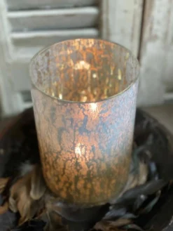 Windlicht Glas gold
