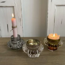 Yune Glas Teelichthalter/Stabkerzenhalter