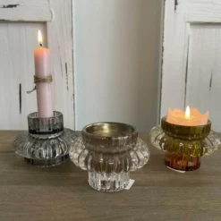 Yune Glas Teelichthalter/Stabkerzenhalter